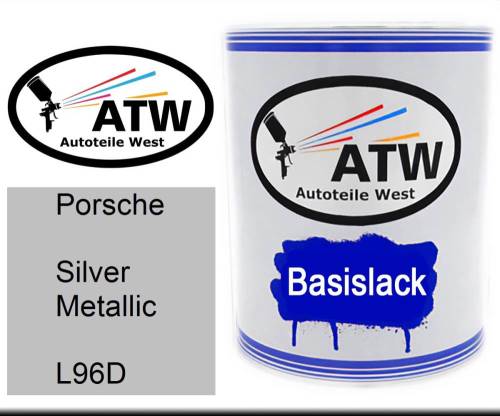 Porsche, Silver Metallic, L96D: 1L Lackdose, von ATW Autoteile West.